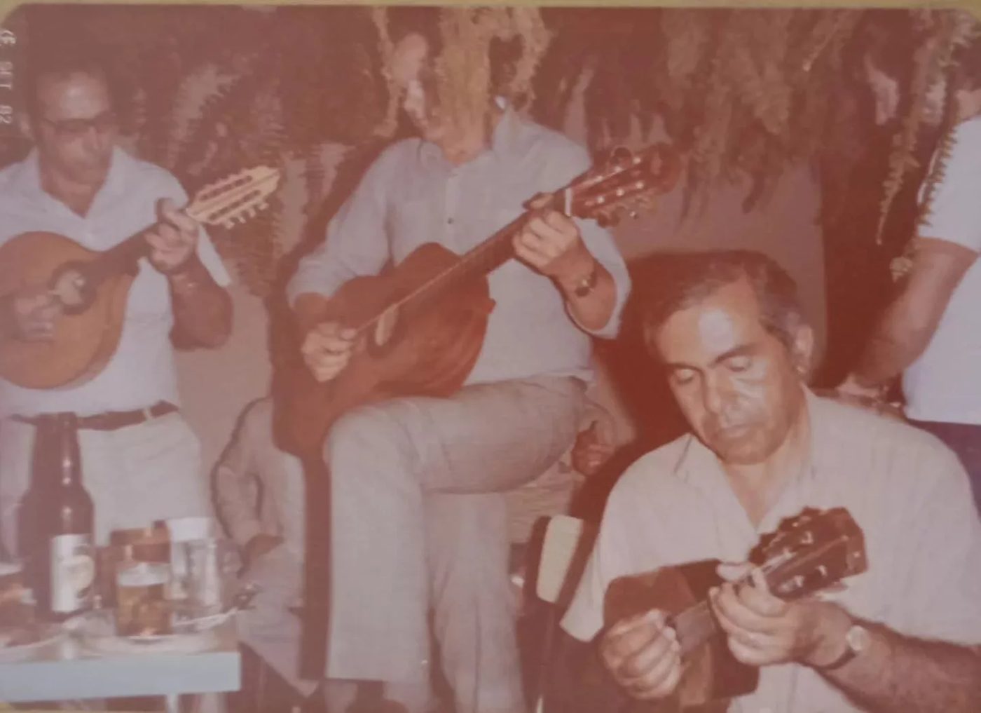 Chorões tocando bandolim e violão em roda caseira